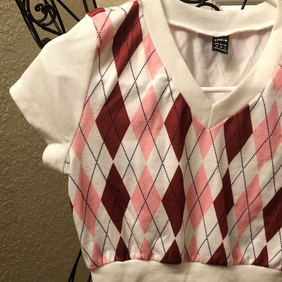 SHEIN Women’s/Girls Argyle Crop Tops (2) XS NWOT - Picture 3 of 6